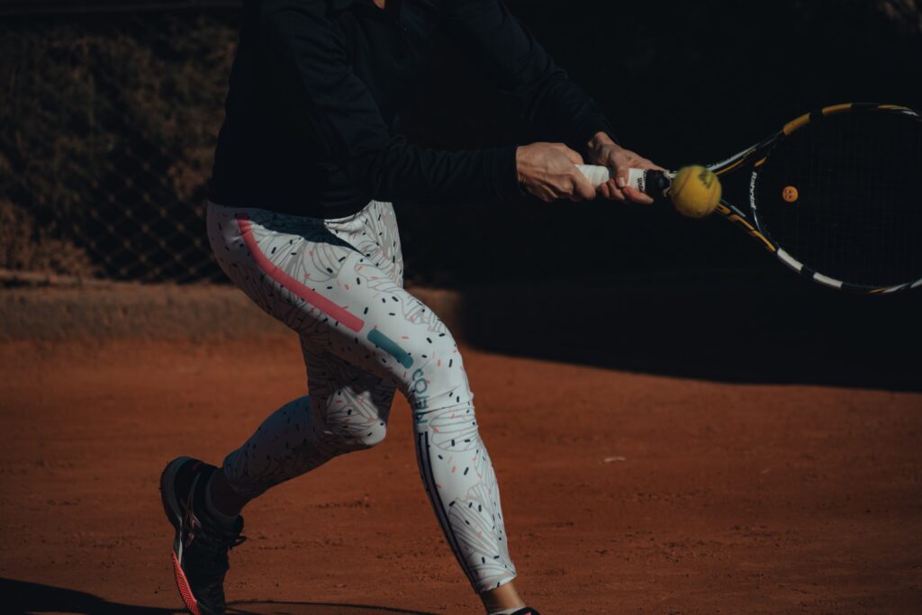 Strong legs during a tennis rally