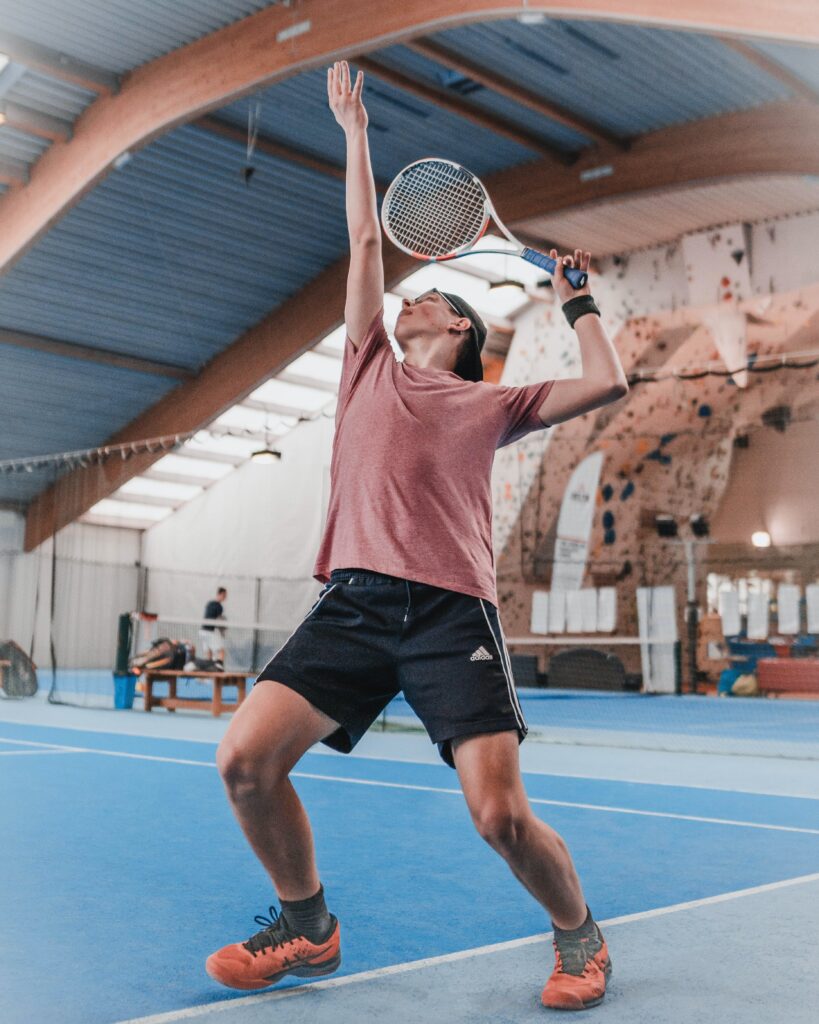 Tennis Player Practicing Serves without Foot Fault